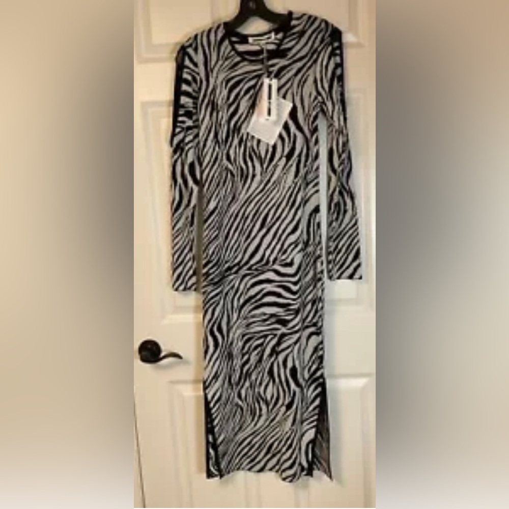 Alexander McQueen McQ Zebra Print Long Sleeve Dress S